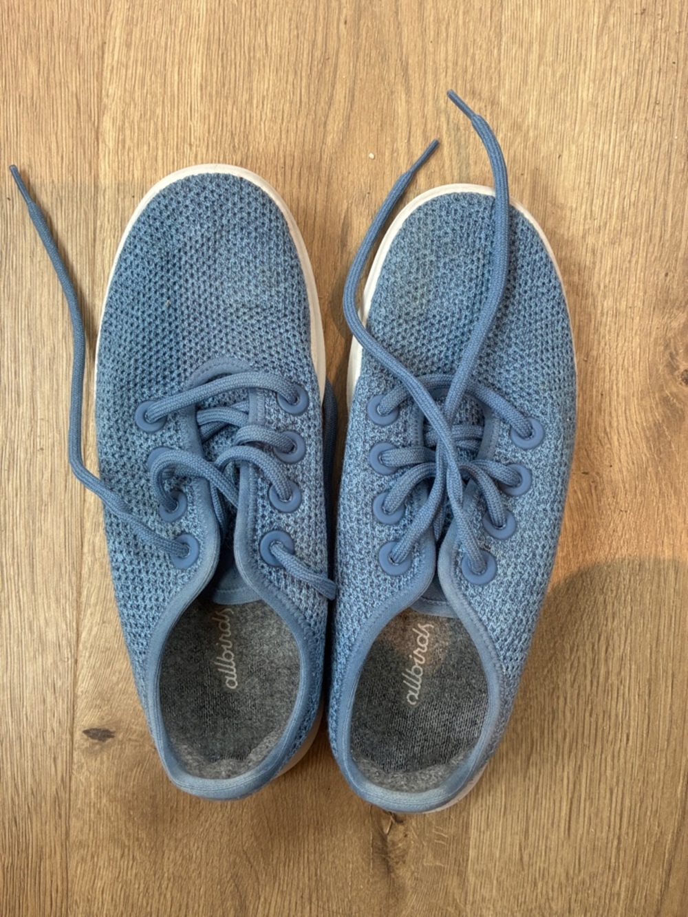 allbirds womens Blue Knit Lace-Up Sneakers